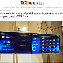El mercado de fusiones y adquisiciones en Espaa cae un 18% hasta agosto, segn TTR Data